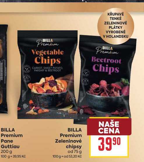 BILLA Premium Zeleninové chipsy od 75 g