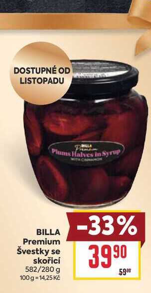 BILLA Premium Švestky se skořicí 582/280 g