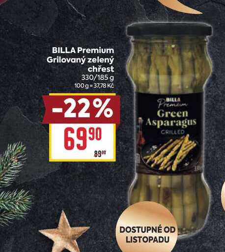 BILLA Premium Grilovaný zelený chřest 330/185 g 