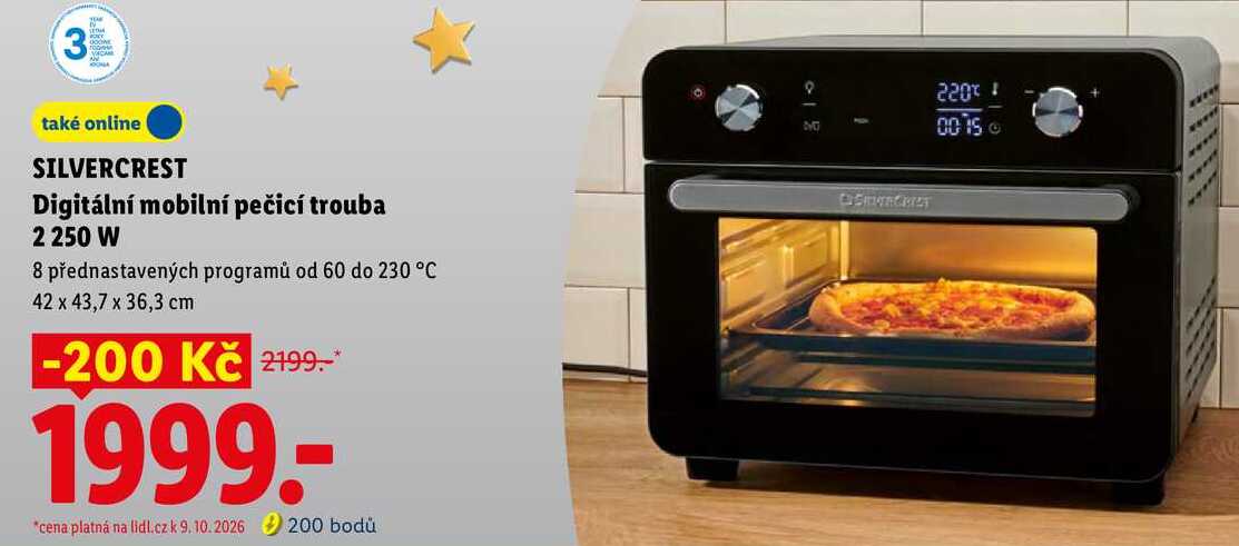 SILVERCREST Digitální mobilní pečicí trouba 2 250 W