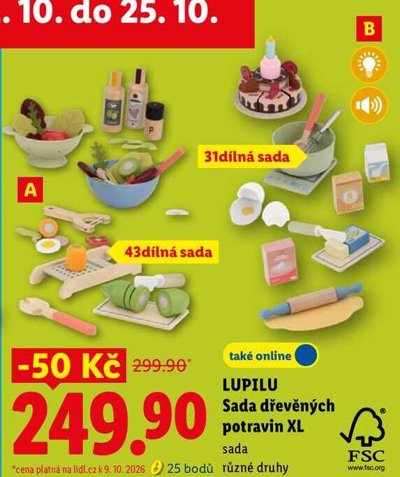 LUPILU Sada dřevěných potravin XL Lidl