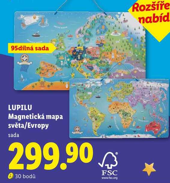LUPILU Magnetická mapa světa/Evropy