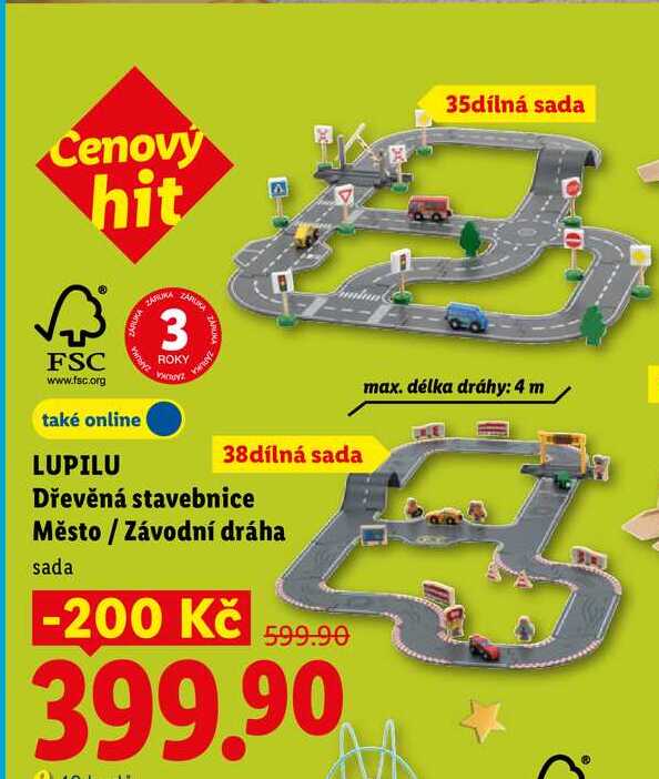 LUPILU Dřevěná stavebnice Město / Závodní dráha