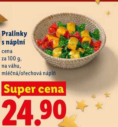 Pralinky s náplní, cena za 100 g 