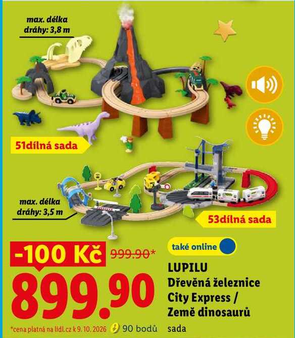 LUPILU Dřevěná železnice City Express / Země dinosaurů Lidl