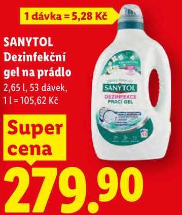SANYTOL Dezinfekční gel na prádlo, 2,65 l/53 dávek Lidl