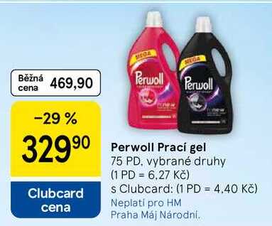 Perwoll Prací gel, 75 PD, vybrané druhy Tesco
