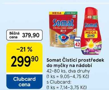 Somat Čisticí prostředek do myčky na nádobí, 42-80 ks Tesco
