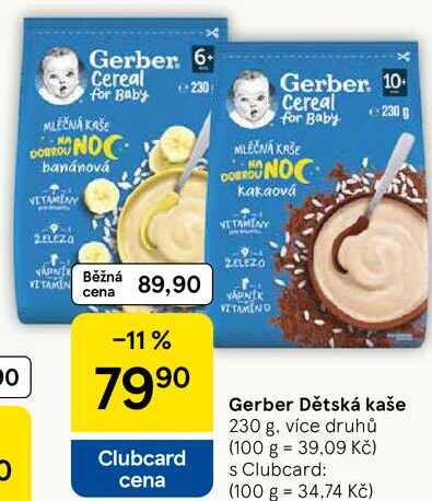 Gerber Dětská kaše, 230 g, více druhů