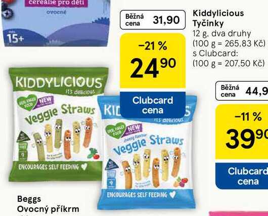 Kiddylicious Tyčinky, 12 g Tesco