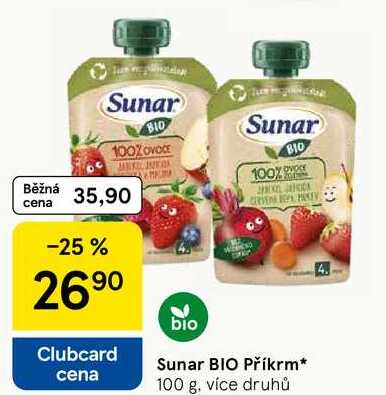 Sunar BIO Příkrm, 100 g, více druhů Tesco