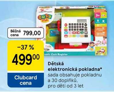 Dětská elektronická pokladna, sada obsahuje pokladnu a 30 doplňků. pro děti od 3 let Tesco