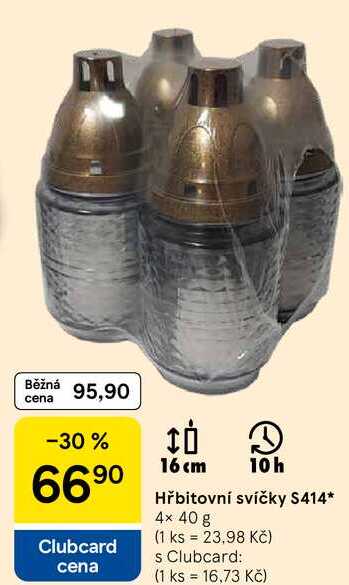 Hřbitovní svíčky S414, 4× 40 g Tesco