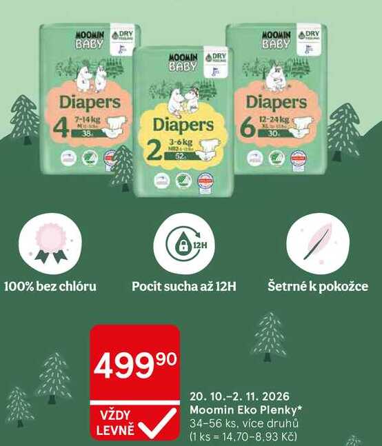 Moomin Eko Plenky, 34-56 ks. více druhů Tesco