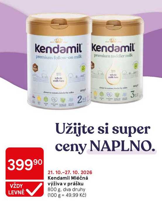 Kendamil Mléčná výživa v prášku, 800 g Tesco