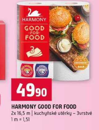 HARMONY GOOD FOR FOOD 2x 16,5 m kuchyňské utěrky 3vrstvé
