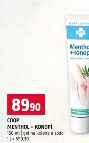 COOP MENTHOL + KONOPÍ 150 ml gel na kolena a záda