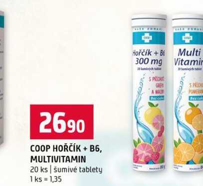 COOP HOŘČÍK + B6, MULTIVITAMIN 20 ks