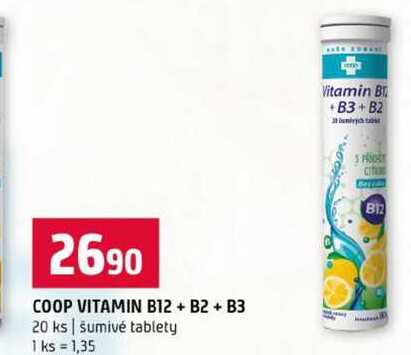 COOP VITAMIN B12 + B2 + B3 20 ks šumivé tablety