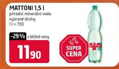 MATTONI 1,5l přírodní minerální voda vybrané druhy 