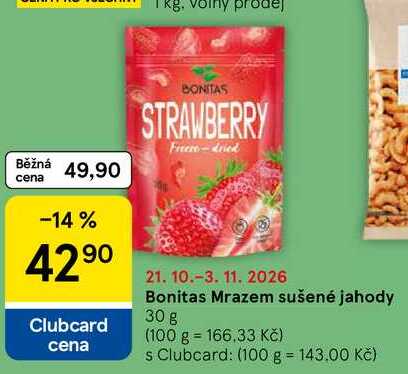 Bonitas Mrazem sušené jahody, 30 g 