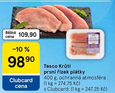 Tesco Krůtí prsní řízek plátky, 400 g 