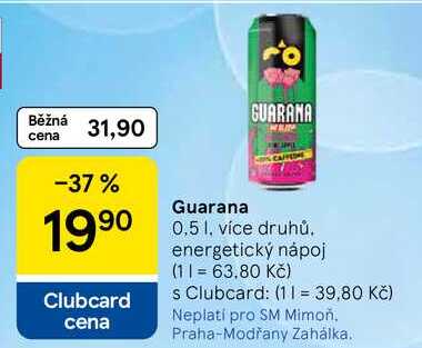 Guarana, 0,5 l. více druhů. energetický nápoj