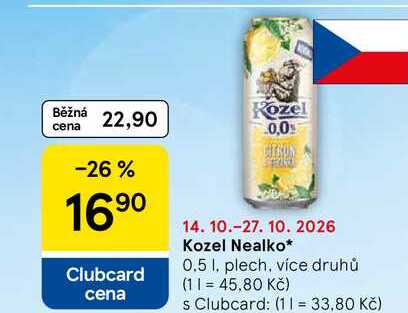 Kozel Nealko, 0.5 l, plech, více druhů