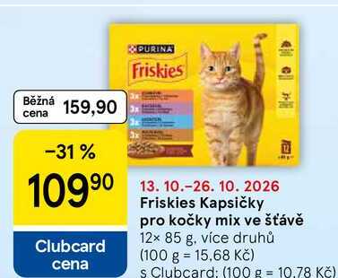 Friskies Kapsičky pro kočky mix ve šťávě, 12x 85 g 