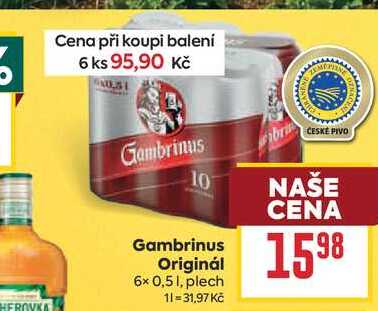 Gambrinus Originál 6x 0,51, plech