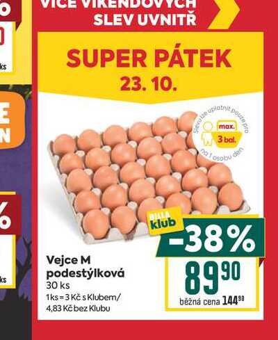 Vejce M podestýlková 30 ks
