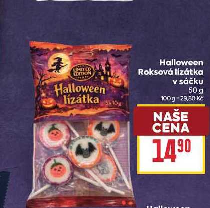 Halloween Roksová lízátka v sáčku 50 g
