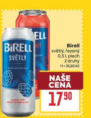 Birell světlý, řezaný 0,51, plech
