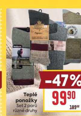 Teplé ponožky Set 2 parů různé druhy