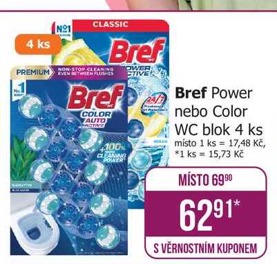 Bref Power Aktiv WC blok 4x50ml, vybrané druhy 200g Teta drogerie