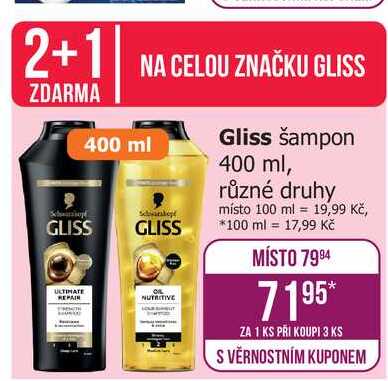 Gliss šampon 400 ml, různé druhy Teta drogerie