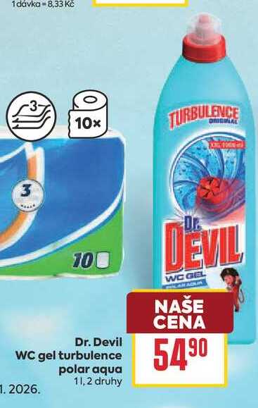 Dr. Devil WC gel turbulence polar aqua 1l BILLA