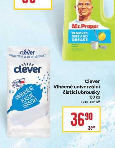 Clever Vlhčené univerzální čisticí ubrousky 80 ks BILLA