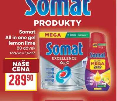 Somat All in one gel lemon lime 80 dávek