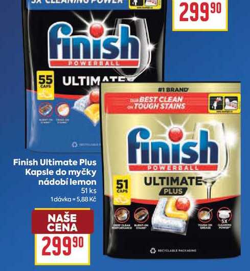 Finish Ultimate Plus Kapsle do myčky nádobí lemon finish 51ks