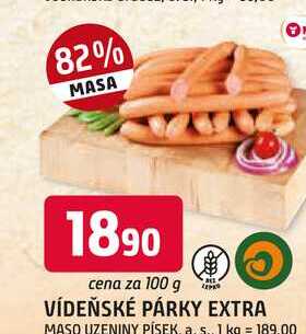 VÍDEŇSKÉ PÁRKY EXTRA 100g