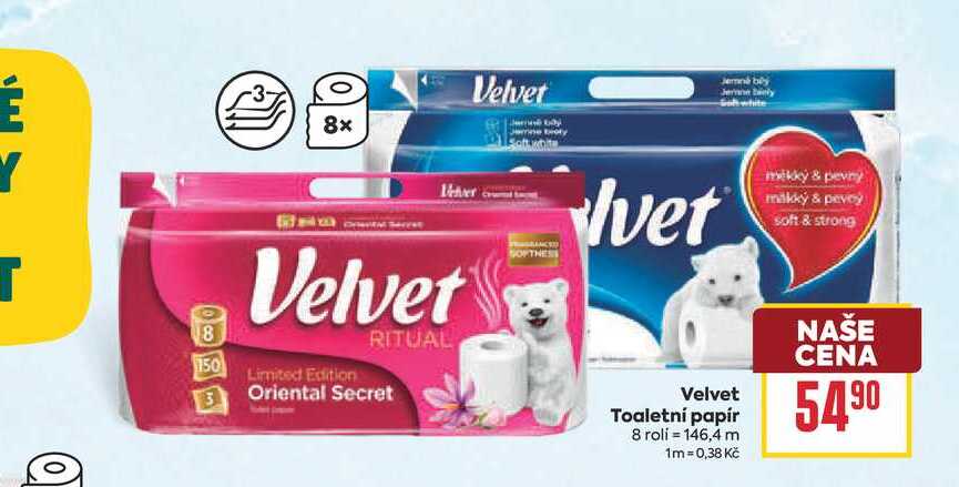 Velvet Toaletní papír 8 roli BILLA