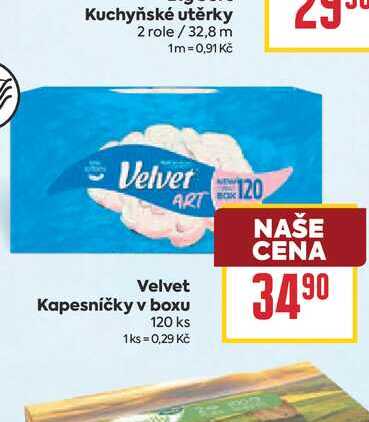 Velvet Kapesníčky v boxu 120 ks BILLA