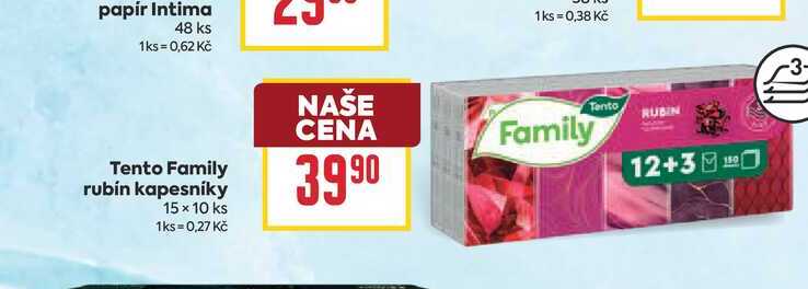 Tento Family rubín kapesníky 15 x 10 ks BILLA