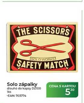 Solo zápalky dlouhé do kapsy DZ100 1ks Tamda Foods