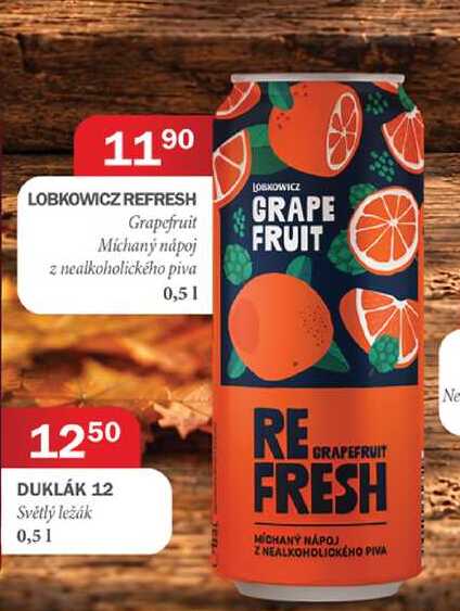 LOBKOWICZ REFRESH Grapefruit Míchaný nápoj z nealkoholického piva 0,51