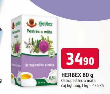 HERBEX 80 g Ostropestřec a máta čaj bylinný
