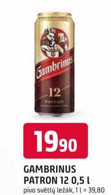 GAMBRINUS PATRON 12 0,5l pivo světlý ležák