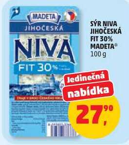 SÝR NIVA JIHOČESKÁ FIT 30% MADETA, 100 g