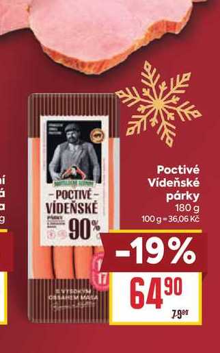 Poctivé Vídeňské párky 180 g 